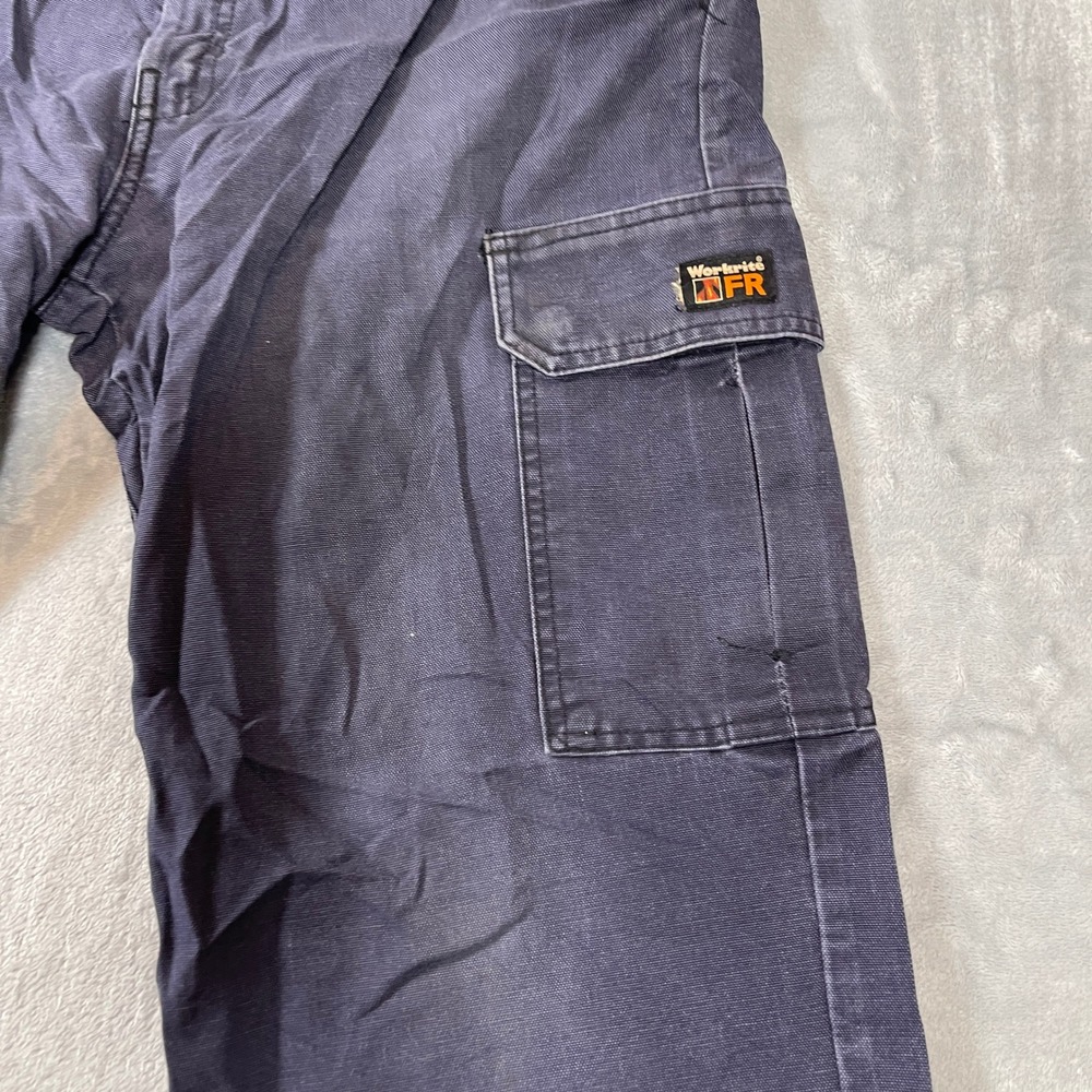 Workrite FR Navy Blue Cargo Work Pants Mens 34 Westex UltraSoft NFPA 2112 CAT 2 - Picture 2 of 10